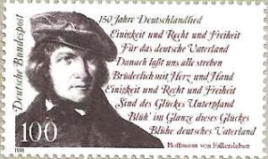 Die Briefmarke wurde im Jahre 1991 zum 150jährigen Jubiläum des "Lied der Deutschen" herausgegeben.